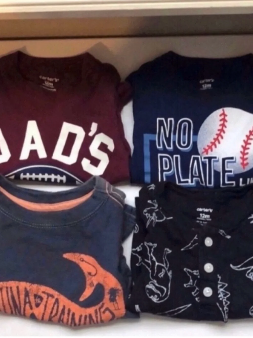 4 Piece Baby Boy Short Sleeve Tee Shirts Bundle Lot 12 Months Carter’s & OshKosh
